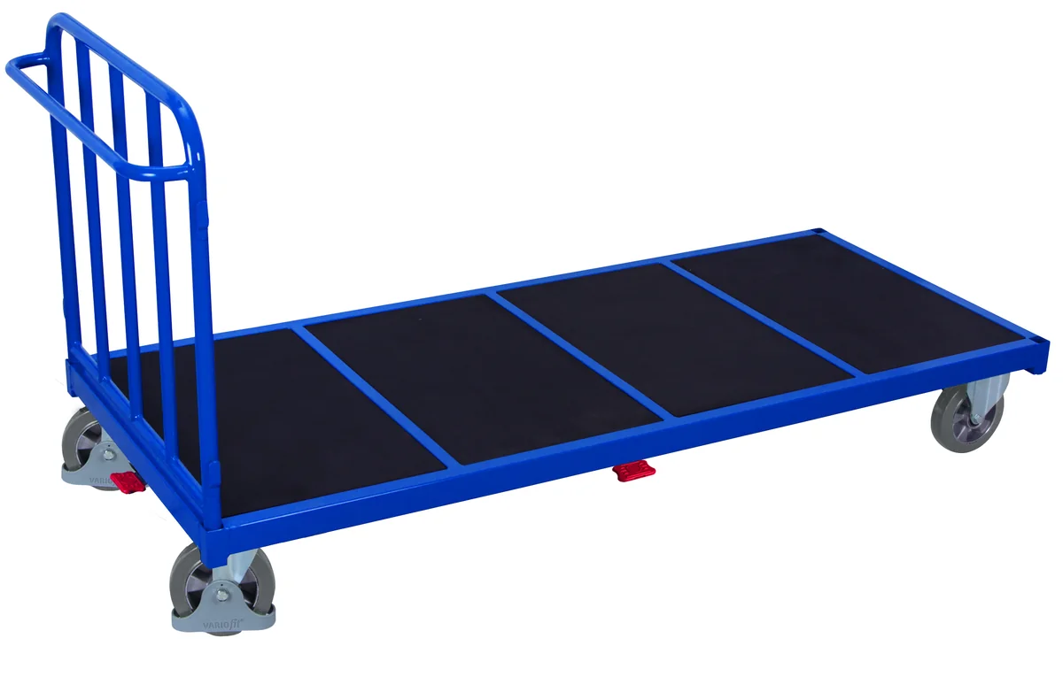 Vysokozáťažový vozík, 1 čelná rúrková stena, 1345 x 880 mm, nosnosť 1200 kg, sw-1302 VARIOFIT