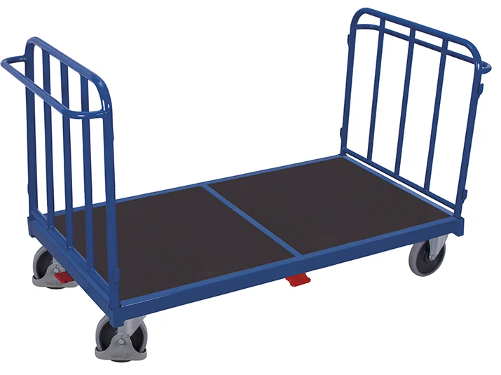 Vysokozáťažový vozík, 2 čelné rúrkové steny, 1305 x 880 mm, nosnosť 500 kg, sw-1313 VARIOFIT