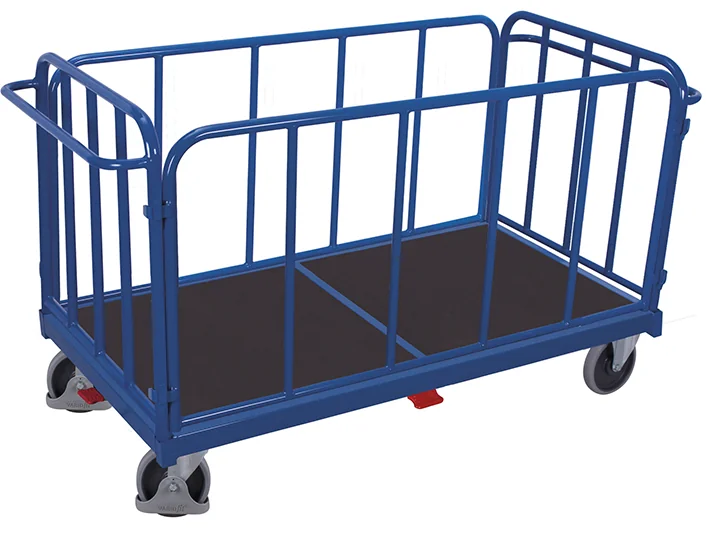 Vysokozáťažový vozík, 4 rúrkové steny, 1305 x 810 mm, nosnosť 500 kg, sw-1314 VARIOFIT