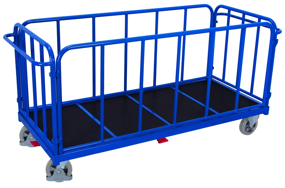 Vysokozáťažový vozík, 4 rúrkové steny, 2005 x 810 mm, nosnosť 1200 kg, sw-2004 VARIOFIT