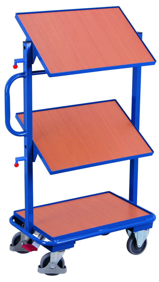 Vychystávací vozík na EURO prepravky, MDF naklápacie police, sw-400.803 VARIOFIT, 610 x 410 mm, 200 kg