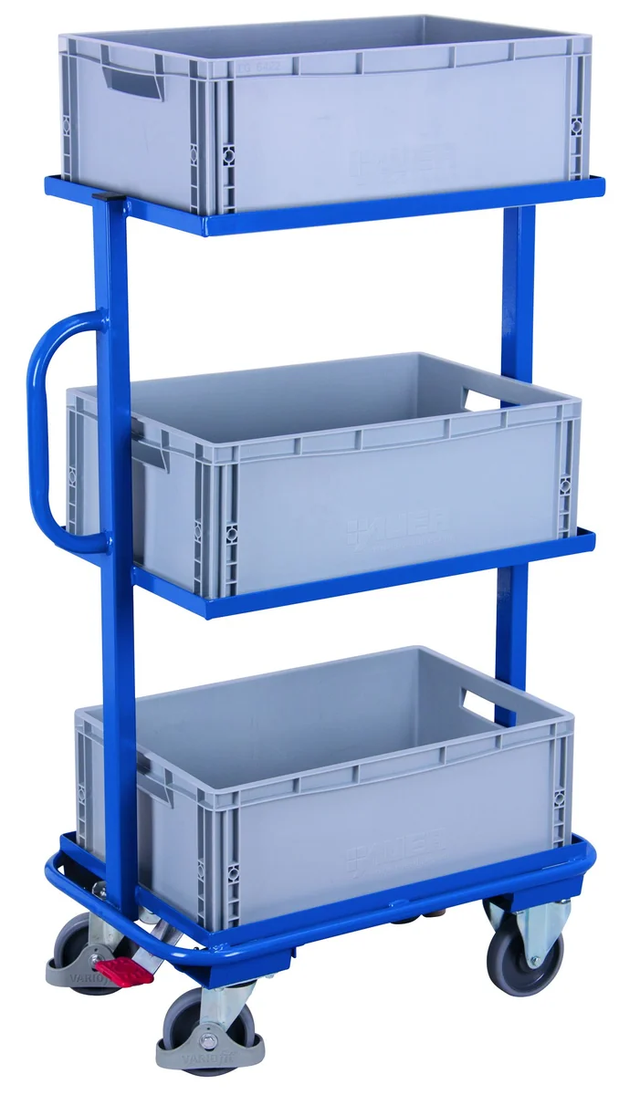 Vychystávací vozík na EURO prepravky, s 3 prepravkami, sw-400.804 VARIOFIT, 610 x 410 mm, 200 kg