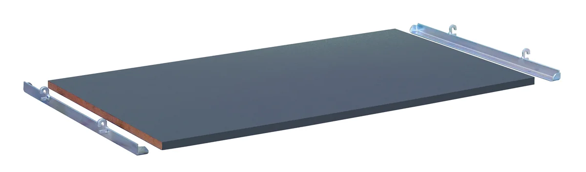 Závesná polica pre policové vozíky 1000 × 700 mm tmavosivá MDF VARIOfit zsw-700.218/G - hlavný pohľad
