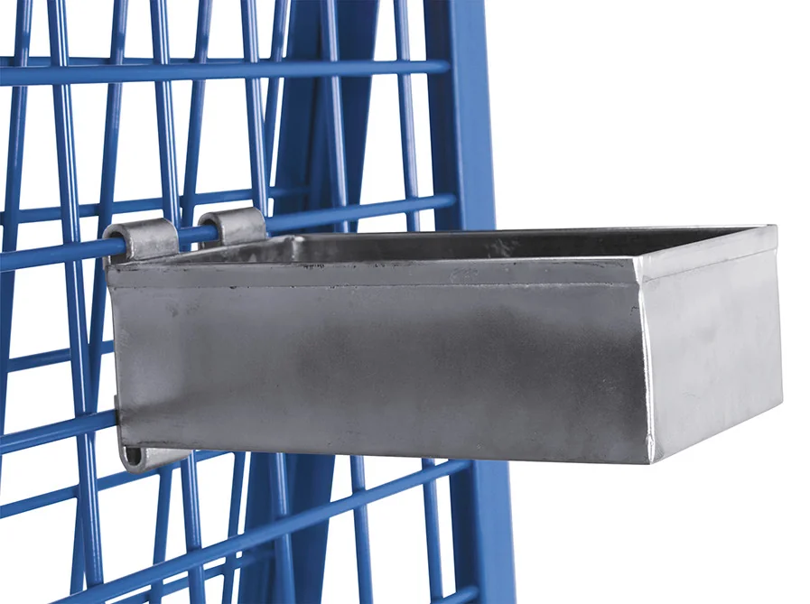 Závesný plechový box na materiál do siete, malý, 265 x 150 x 110 mm, 25 kg, zsw-800.807, VARIOFIT